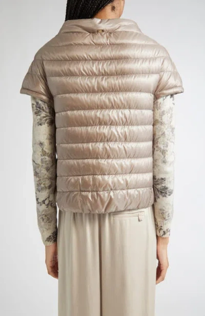 Herno Greta Iconico Cap Sleeve Quilted Down Jacket In Taupe
