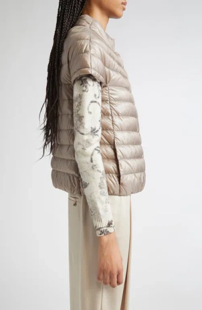 Herno Greta Iconico Cap Sleeve Quilted Down Jacket In Taupe