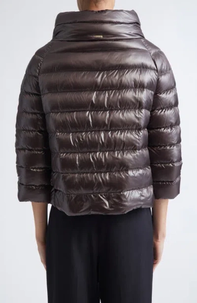 Herno Sofia Iconic Down Crop Puffer Jacket In Brown