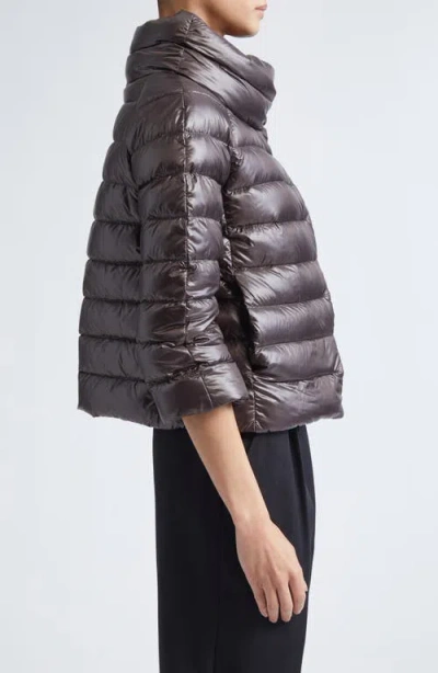 Herno Sofia Iconic Down Crop Puffer Jacket In Brown
