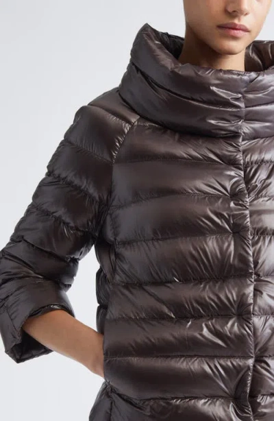 Herno Sofia Iconic Down Crop Puffer Jacket In Brown