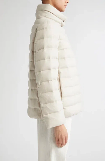 Herno Resort Silk & Cashmere Water Repellent Down Jacket In White