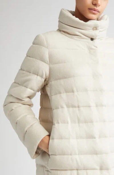 Herno Resort Silk & Cashmere Water Repellent Down Jacket In White