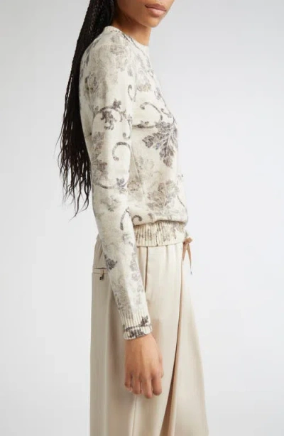 Herno Wool Jumper With Floral Pattern In White