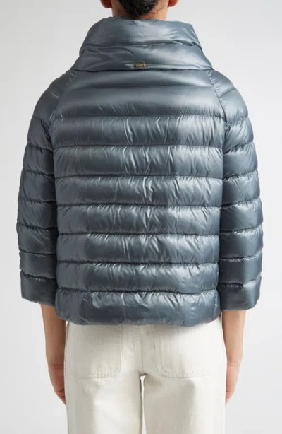 Herno Sofia Iconic Down Crop Puffer Jacket In Blue