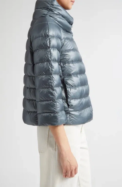 Herno Sofia Iconic Down Crop Puffer Jacket In Blue
