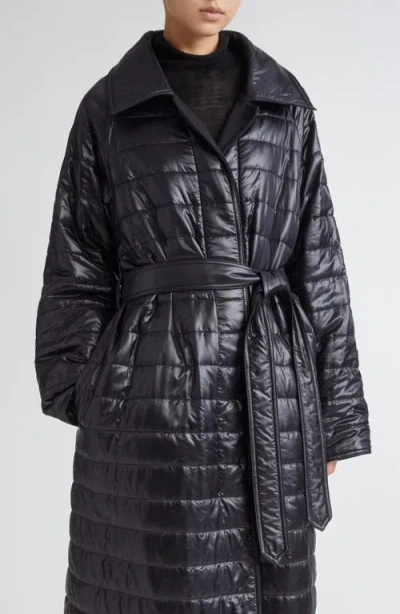 Herno Belted Reversible Fluid Wool Blend Gabardine & Nylon Ultralight Trench Coat In Black