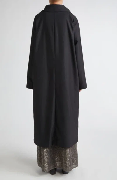 Herno Belted Reversible Fluid Wool Blend Gabardine & Nylon Ultralight Trench Coat In Black