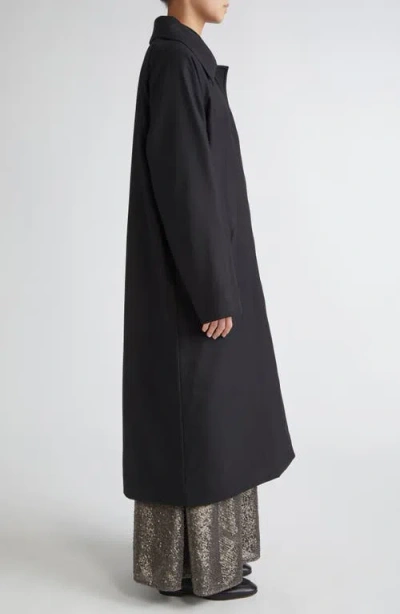 Herno Belted Reversible Fluid Wool Blend Gabardine & Nylon Ultralight Trench Coat In Black