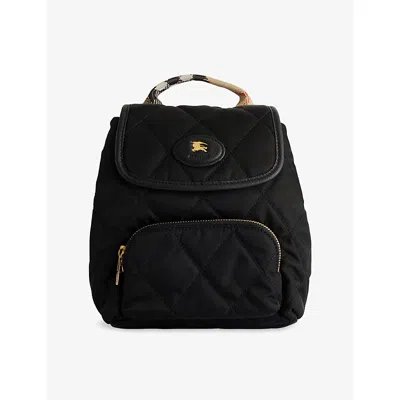 Burberry Womens Black Mini Horseshoe Woven Backpack In Black