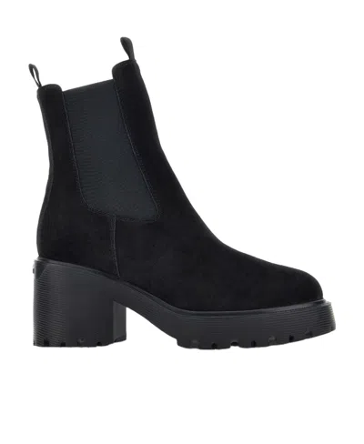 Hogan Round-headed Short Boots In Black