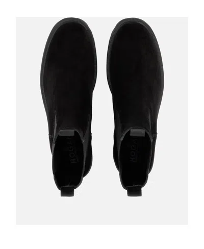 Hogan Round-headed Short Boots In Black