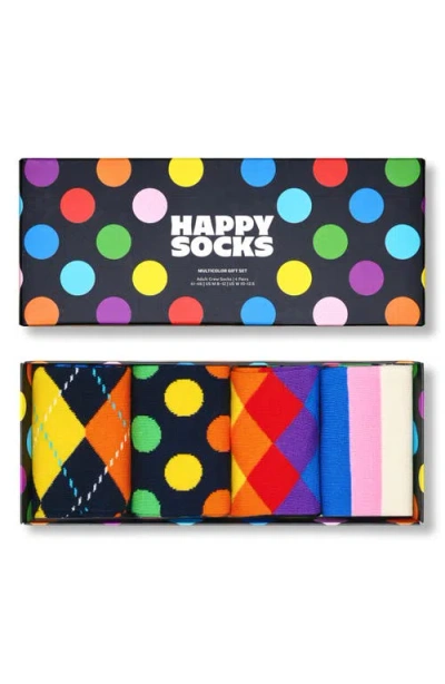 Happy Socks Assorted 4-pack Cotton Blend Crew Socks Gift Box In Multi