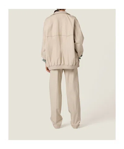 Miu Miu Panama Cotton Pants In Neutral