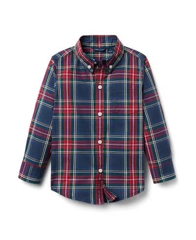 Janie And Jack Boys' Tartan Poplin Shirt - Baby, Little Kid, Big Kid In Blue