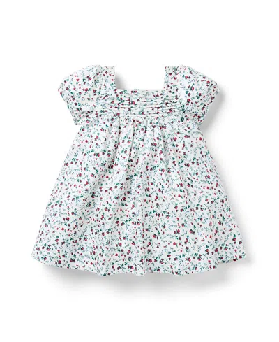 Janie And Jack Girls' Ditsy Floral Puff Sleeve Dress - Baby In White