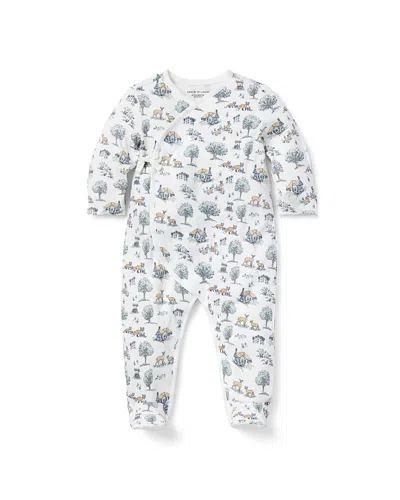 Janie And Jack Boys' Woodland Toile Wrap Footed One-piece - Baby In White