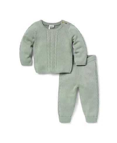 Janie And Jack Boys' Cable Knit Matching Set - Baby In Green