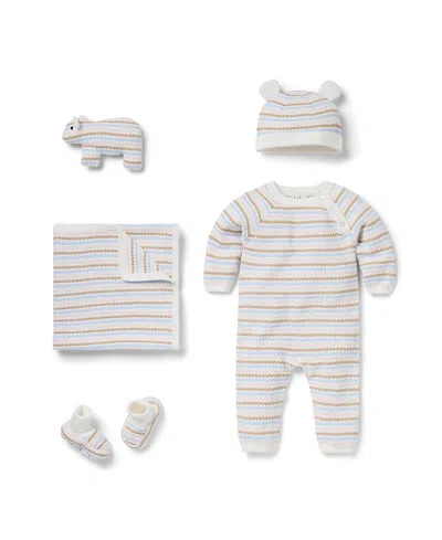Janie And Jack Boys' Bundle Of Love Striped Textured Knit Gift Set - Baby In White