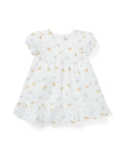Janie And Jack Girls' Dog Friends Lace Trim Dress - Baby In White