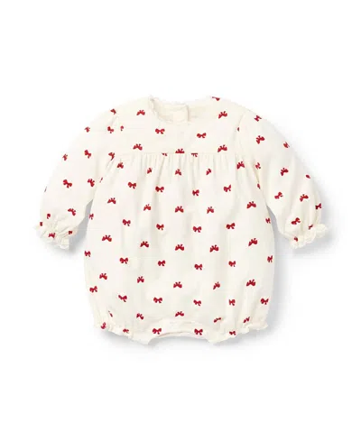 Janie And Jack Girls' Bow Corduroy Romper - Baby In White