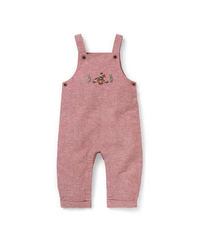 Janie And Jack Boys' Cowboy Linen-cotton Overall - Baby In Pink