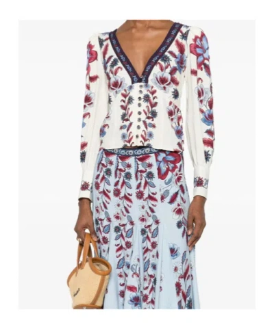 Farm Rio Floral Print Shirt In White