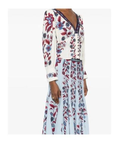 Farm Rio Floral Print Shirt In White