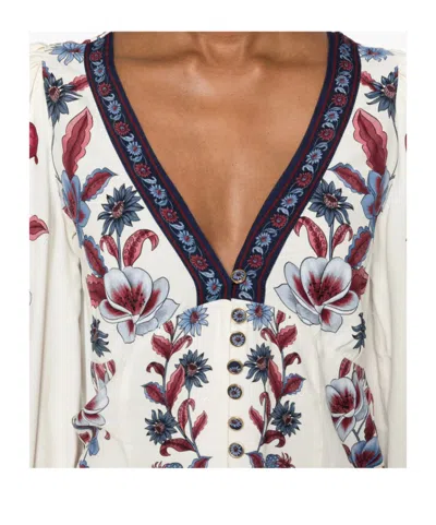 Farm Rio Floral Print Shirt In White