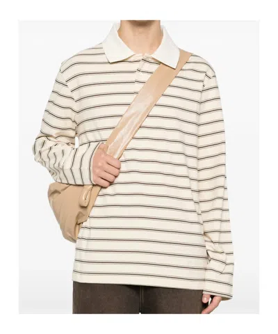 Apc Striped Long-sleeve Polo Shirt In Neutral
