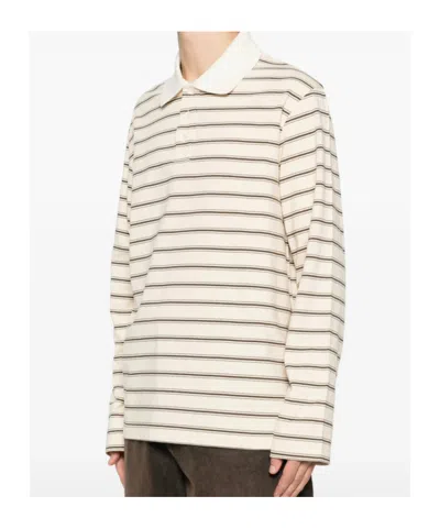 Apc Striped Long-sleeve Polo Shirt In Neutral