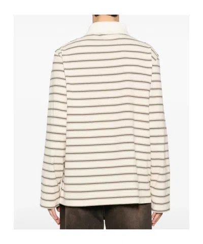 Apc Striped Long-sleeve Polo Shirt In Neutral