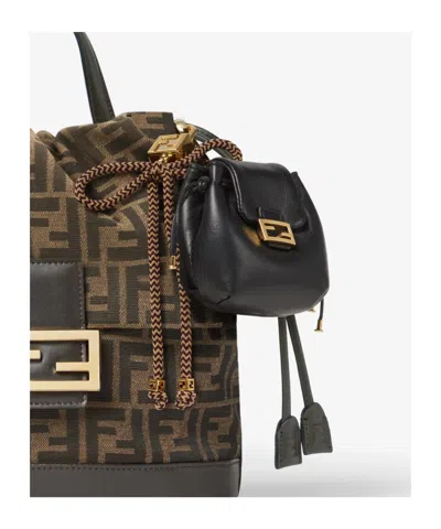 Fendi Nano Leather Backpack Charm In Black