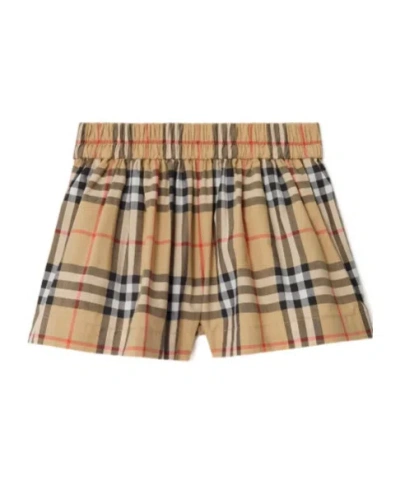 Burberry Cotton Check Shorts In Neutral