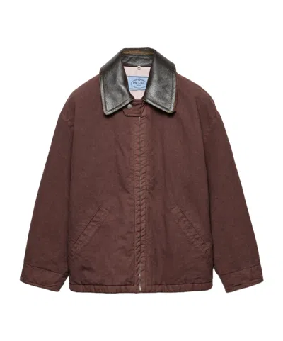 Prada Old Canvas Caban Jacket In Brown