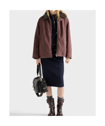 Prada Old Canvas Caban Jacket In Brown