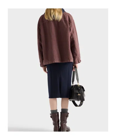 Prada Old Canvas Caban Jacket In Brown