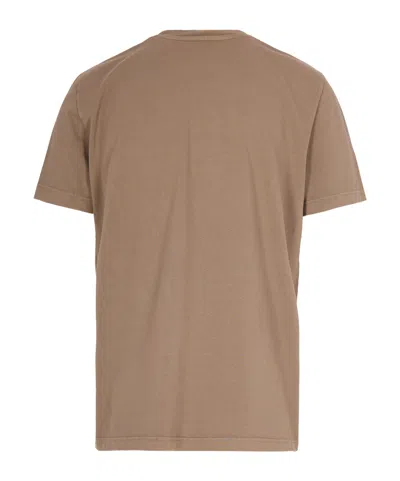 Apc A.p.c. Men Brown Crewneck T-shirt With Logo Lettering On The Front In Cotton Man In Brown