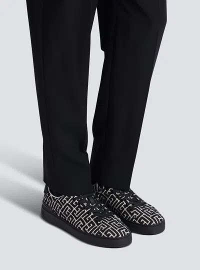 Balmain Monogram Jacquard B-court Trainers In Black