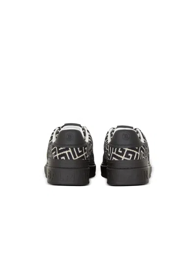 Balmain Monogram Jacquard B-court Trainers In Black