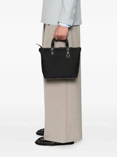 Fendi Monogram-pattern Tote Bag In Black