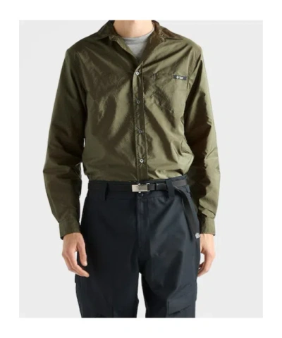 Prada Re-nylon Patch Pocket Shirt In Green