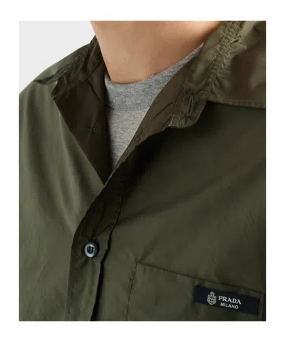 Prada Re-nylon Patch Pocket Shirt In Green