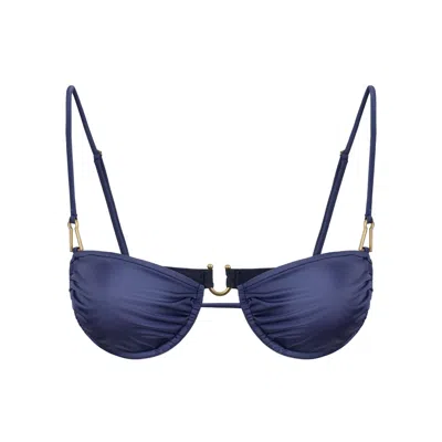 Bianca Resortwear Women's Blue Gala Bikini Top In Charcoal In Blue