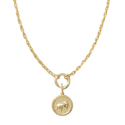 Alexie Of Athens Women's Gold Lunar Long Chain Medallion Necklace- Horse In Gold
