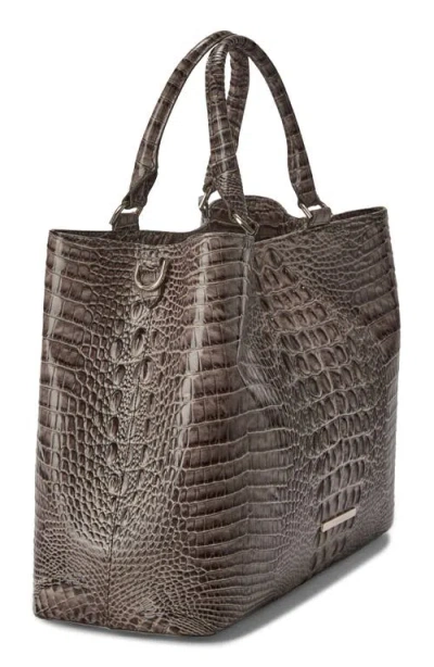 Brahmin Denise Croc Embossed Leather Tote In Brown