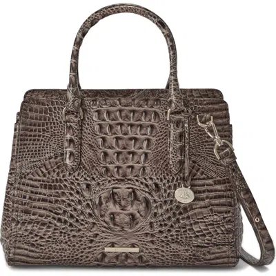Brahmin Small Finley Croc Embossed Leather Satchel In Brown