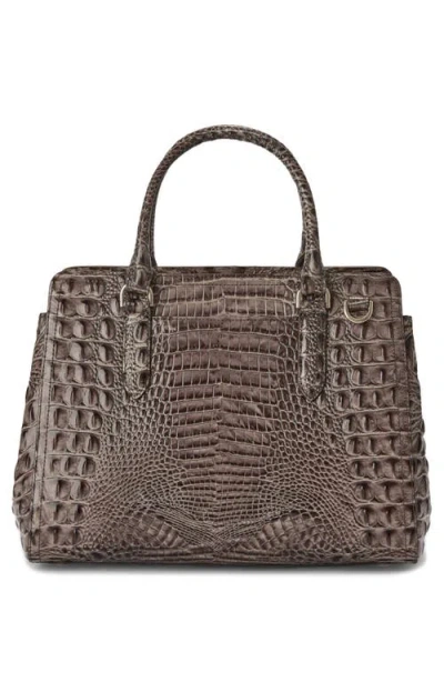 Brahmin Small Finley Croc Embossed Leather Satchel In Brown