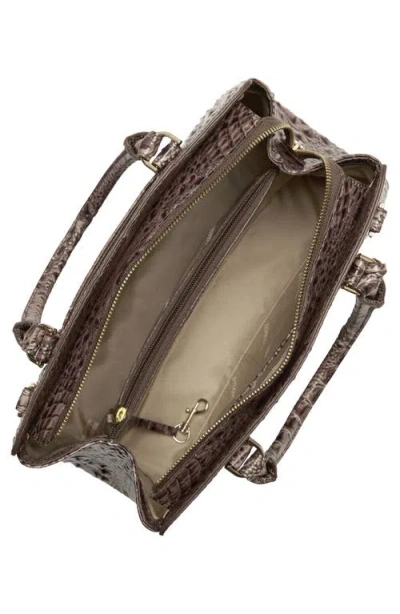 Brahmin Small Finley Croc Embossed Leather Satchel In Brown