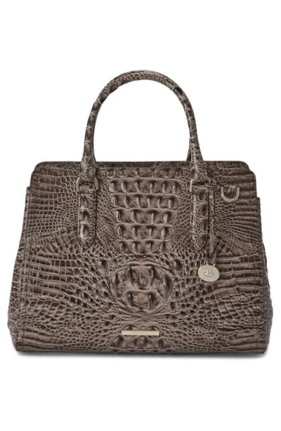 Brahmin Small Finley Croc Embossed Leather Satchel In Brown
